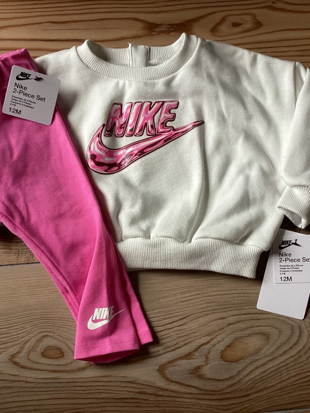 Nike Girls White Crewneck & Pink Leggings Matching Set Size 12M(NWT)